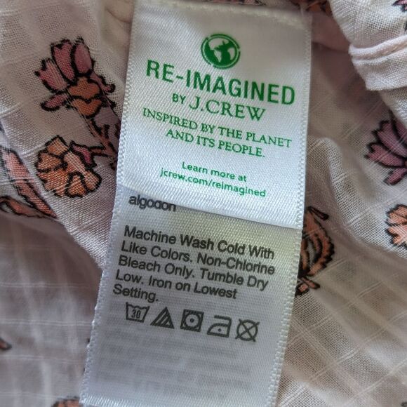 J Crew Soft Gauze Cotton Tiered Beach Pink Floral Ruffled Crinkle Dress sz S NWT - Picture 8 of 13